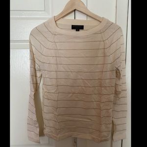 Banana Republic Ivory Gold Metallic Striped Sweater, Size - M